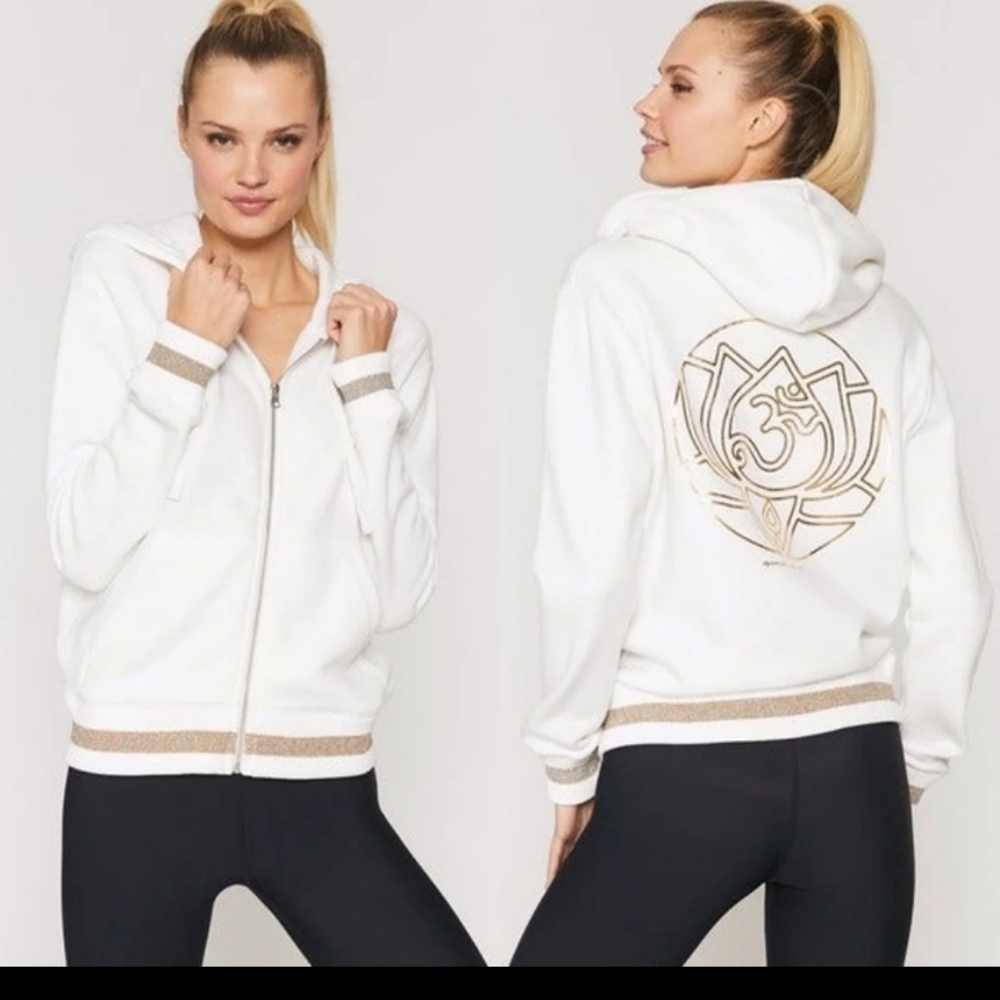 NWT Om Lotus Gold Sparkle Zip Jacket M